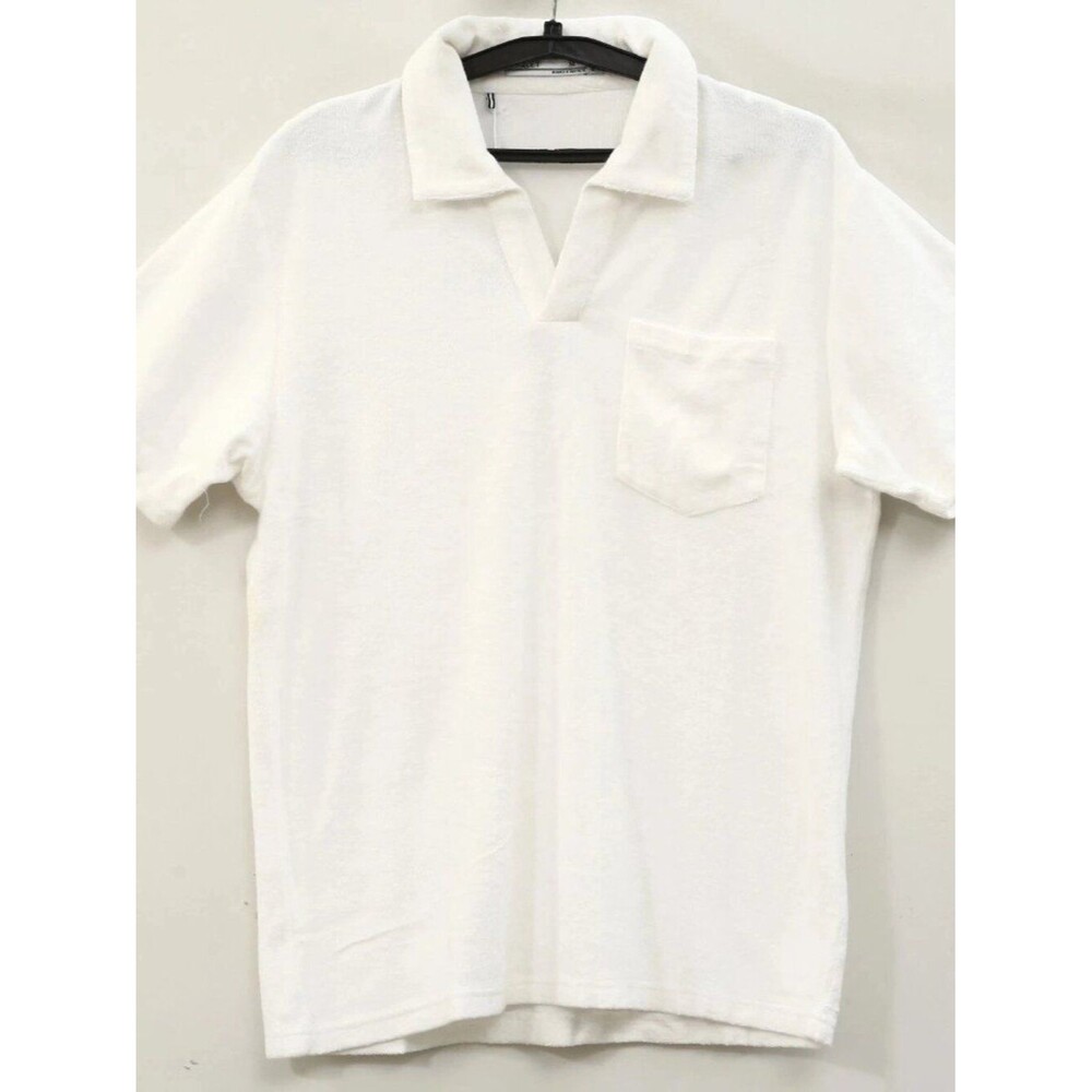 Criquet Terrycloth Polo Men's T-Shirt Short Sleeve Collar Solid White XL 290253
